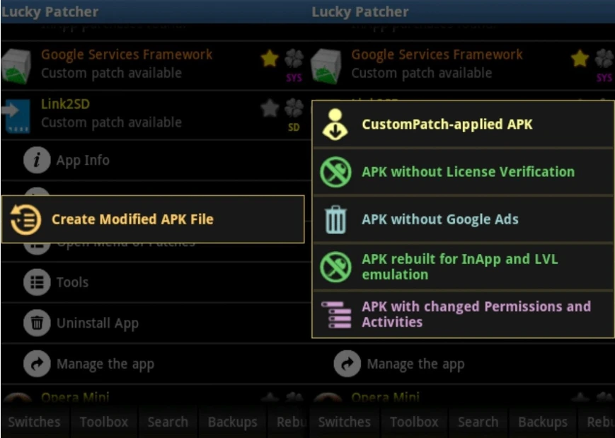 lucky patcher menus PC