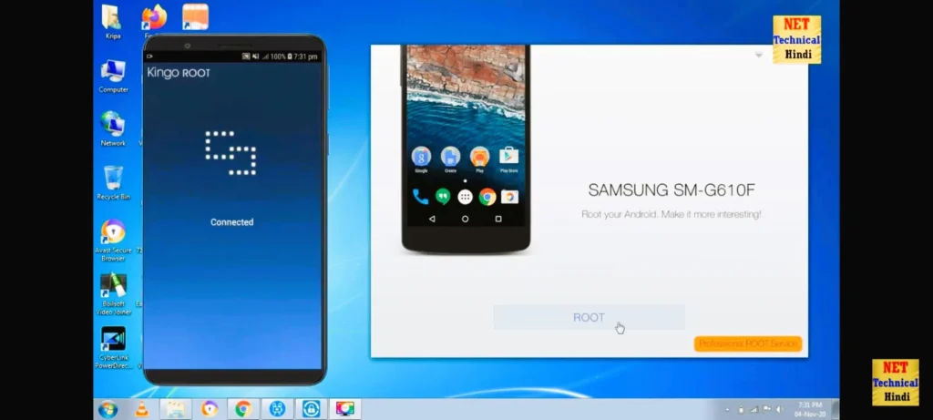 kingroot pc connected phone