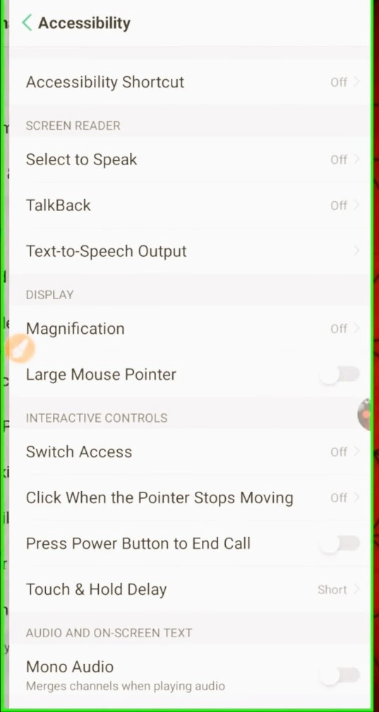 accessibility setting